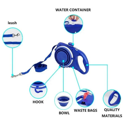 4 in 1 Dog Retractable Leash Detachable Kettle Pet Leash Multi-functional Dog
